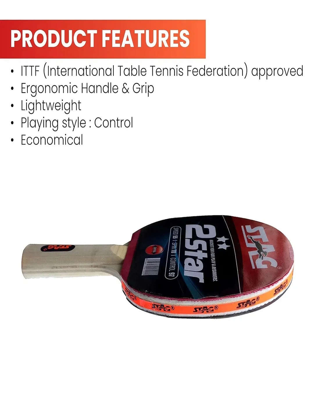 STAG Global 2 Star Table Tennis Racket Set with 3 Balls with Cover