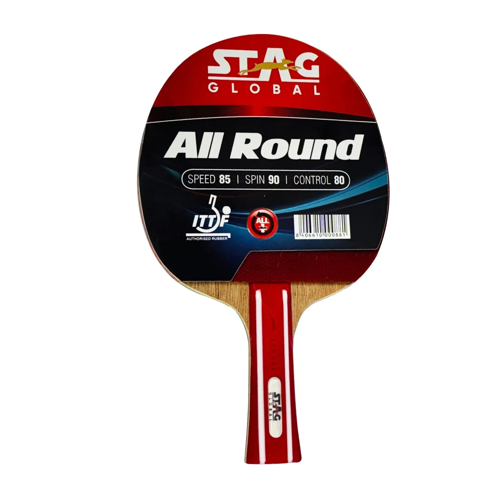 Stag Global All Round Table Tennis Racket – ITTF Approved Rubber | 174g Lightweight Paddle for Control & Spin
