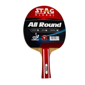 Stag Global All Round Table Tennis Racket – ITTF Approved Rubber | 174g Lightweight Paddle for Control & Spin