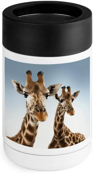 Stainless Steel Cooler, Necks of Giraffe Print Multipurpose Beverage Chiller with Silicone Sleeve for Home, Office, Camping, and Bar