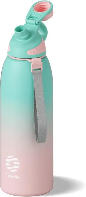 Stainless Steel Insulated Sports Water Bottle 50oz, BPA-Free, Double-Wall Vacuum, Magnetic Cap, No Straw, Cup Brush Included - Ideal Thermos for School, Fitness, and Outdoor Activities