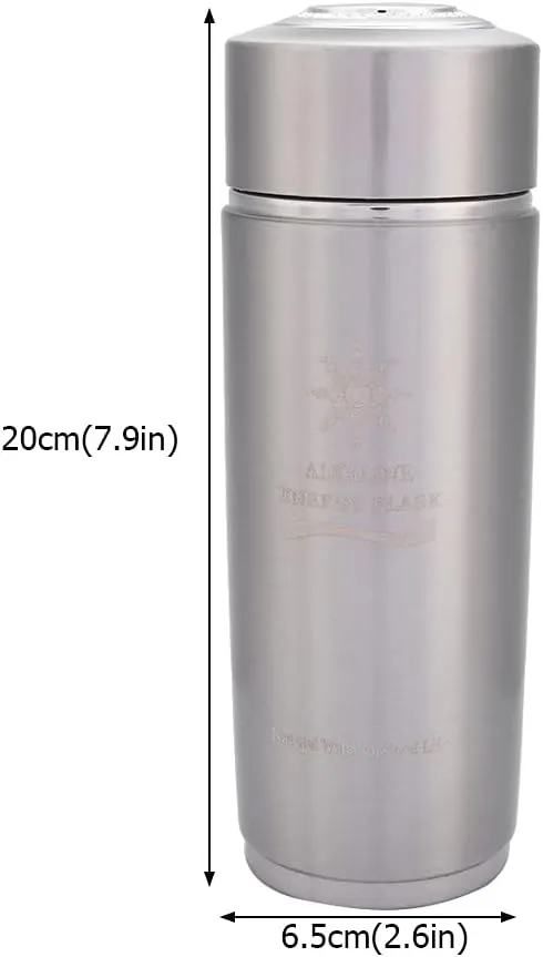 Stainless Water Bottle with, Regulates Endocrine and Boosts Metabolism, Creates smoothness Sweet Water, 400ml Capacity, PH 7.2 9.5 (Silver)