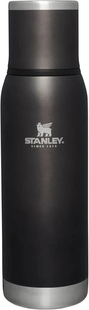 Stanley Adventure-To-Go Vacuum Bottle 25 oz | Wide Mouth with Leakproof Cup Lid | Keep Drinks Hot or Cold | Packable for Travel | Insulated Stainless Steel Thermos | BPA-Free | Charcoal Glow