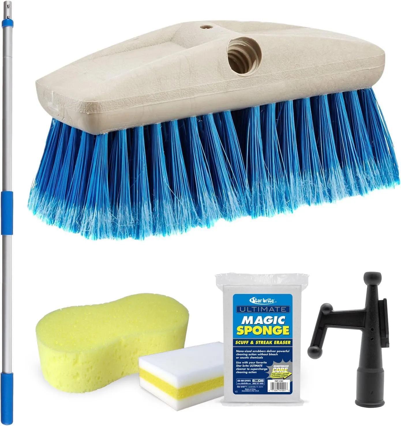 STAR BRITE Boaters Combo Set - Boat Brush, Boat Hook, Telescoping Handle, Boat Scuff Eraser 2 Pack & Giant Sponge
