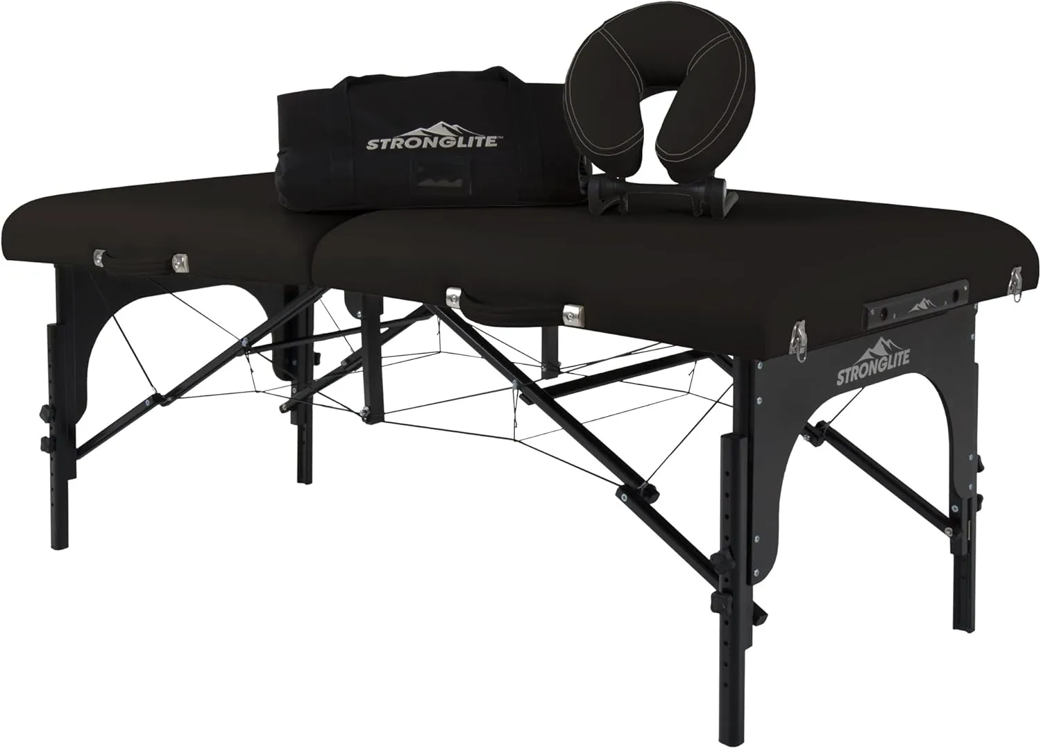 STRONGLITE Premier Portable Massage Table - Highest-Strength, 3" Deluxe Foam System, Incl. Flex-Rest Headrest & Memory Foam Pillow (31" x 73")