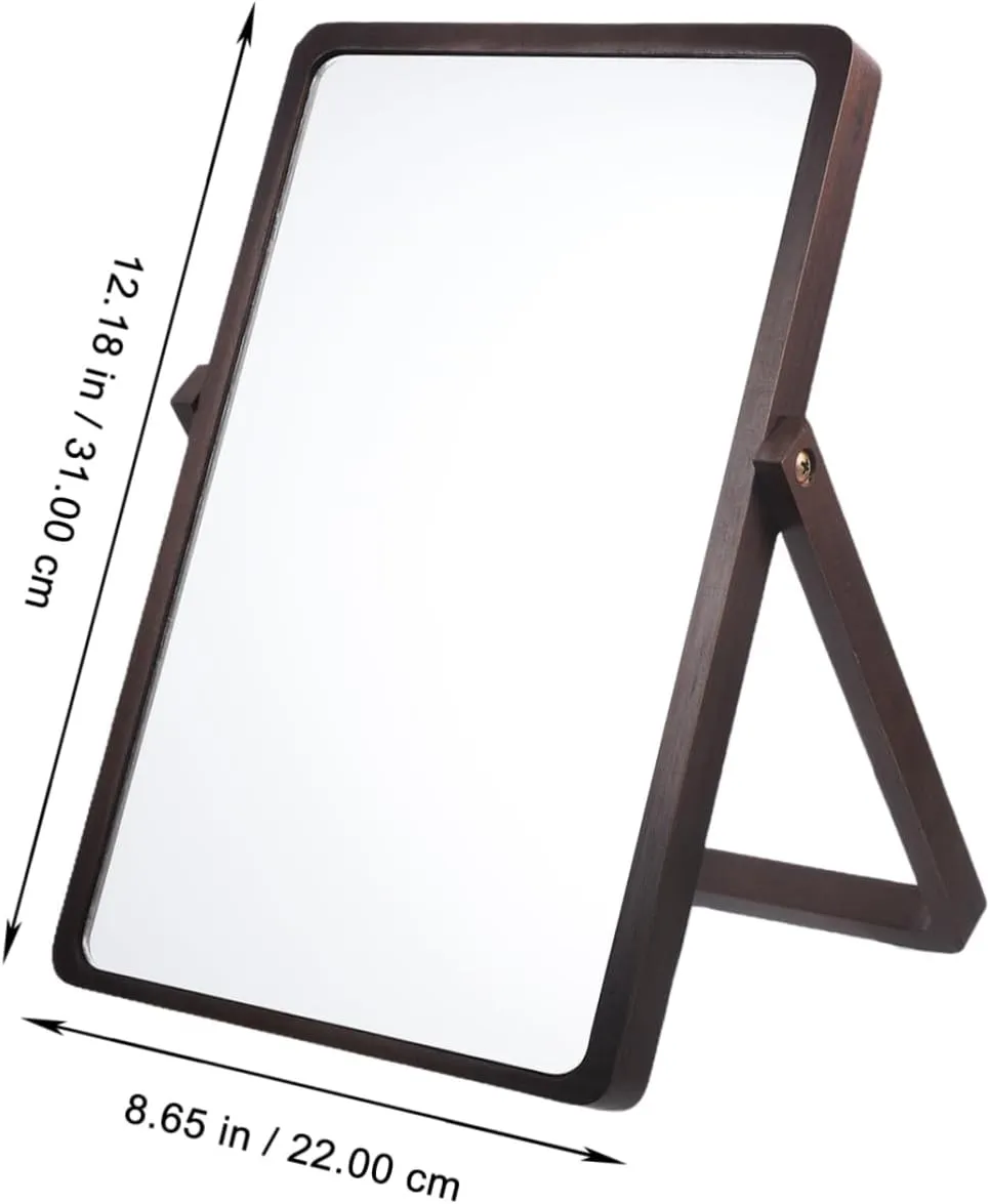 Sturdy Wooden Table Mirror Portable Makeup Mirror for Home Office Skincare