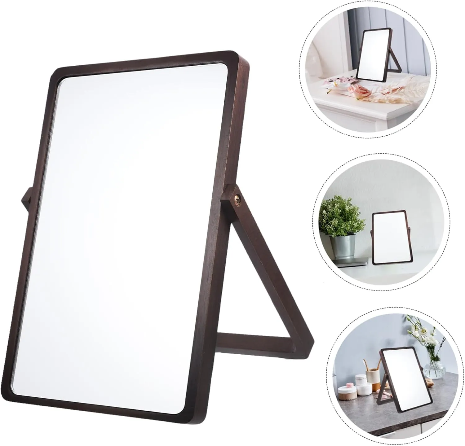 Sturdy Wooden Table Mirror Portable Makeup Mirror for Home Office Skincare