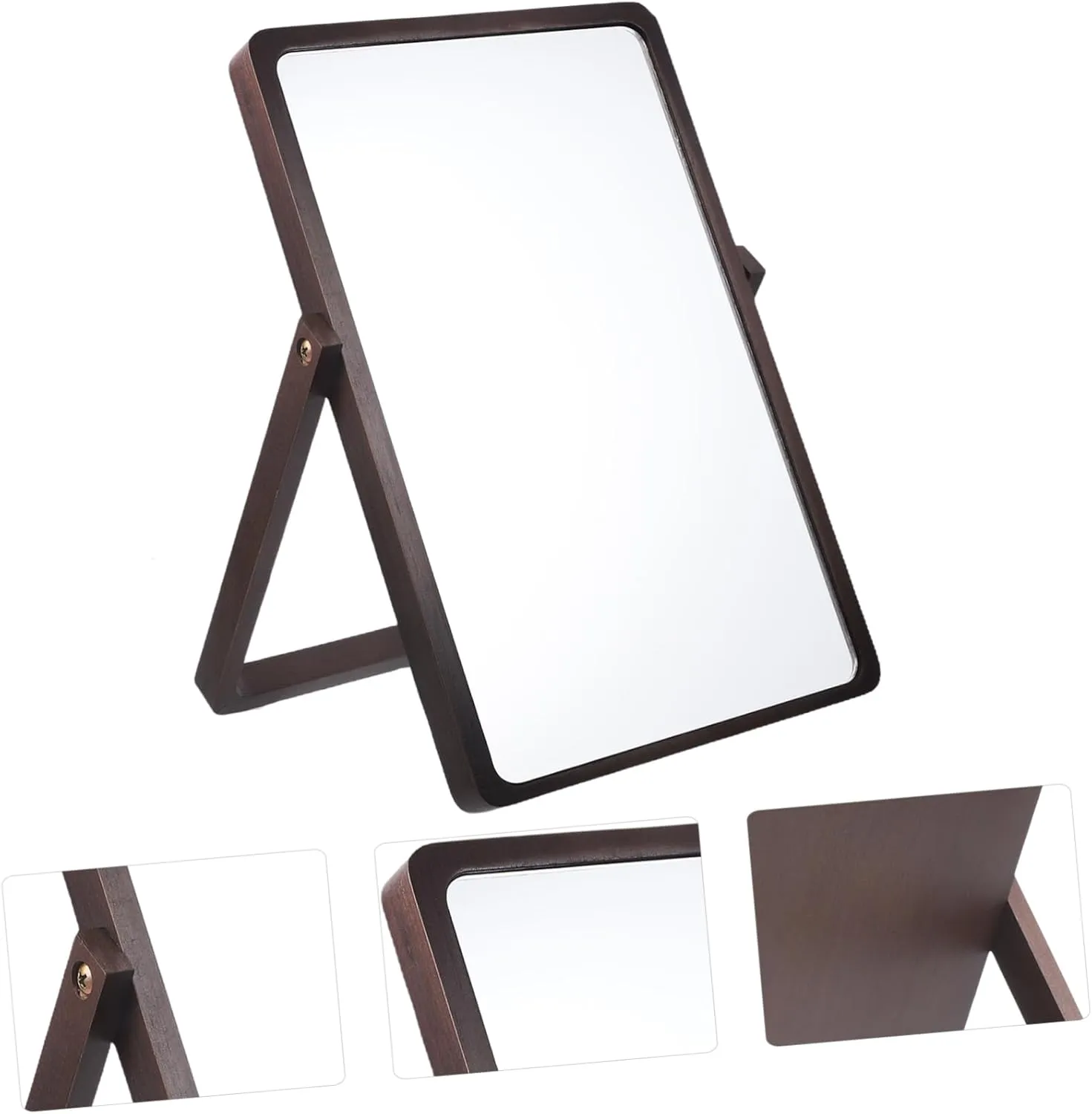 Sturdy Wooden Table Mirror Portable Makeup Mirror for Home Office Skincare