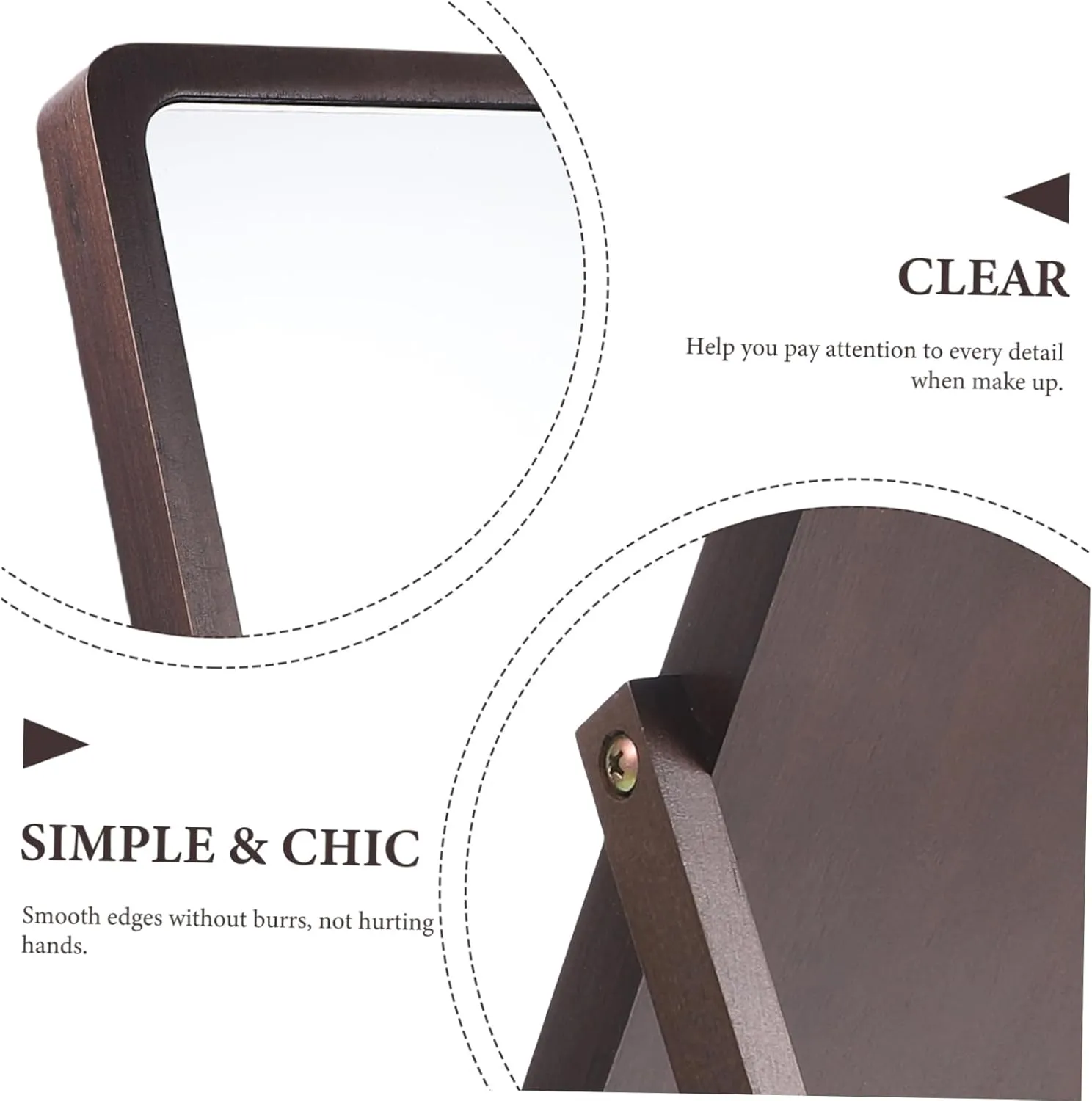 Sturdy Wooden Table Mirror Portable Makeup Mirror for Home Office Skincare