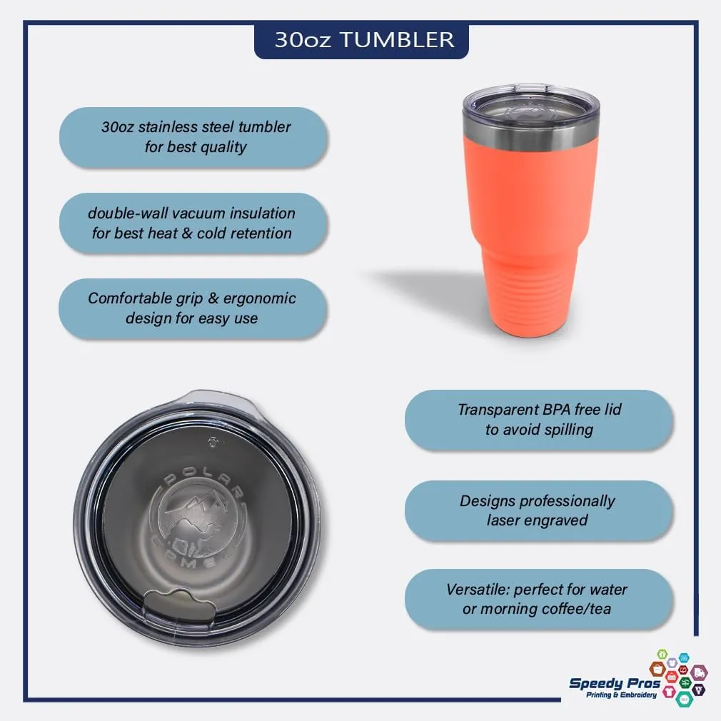 Style In Print Stainless-Steel Engraved Travel Mug Tumbler Jepers Creepers Insulated Thermal Coffee Cup Coral 30 Oz, ETUMB_KHAL045_CO30