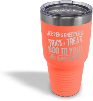 Style In Print Stainless-Steel Engraved Travel Mug Tumbler Jepers Creepers Insulated Thermal Coffee Cup Coral 30 Oz, ETUMB_KHAL045_CO30