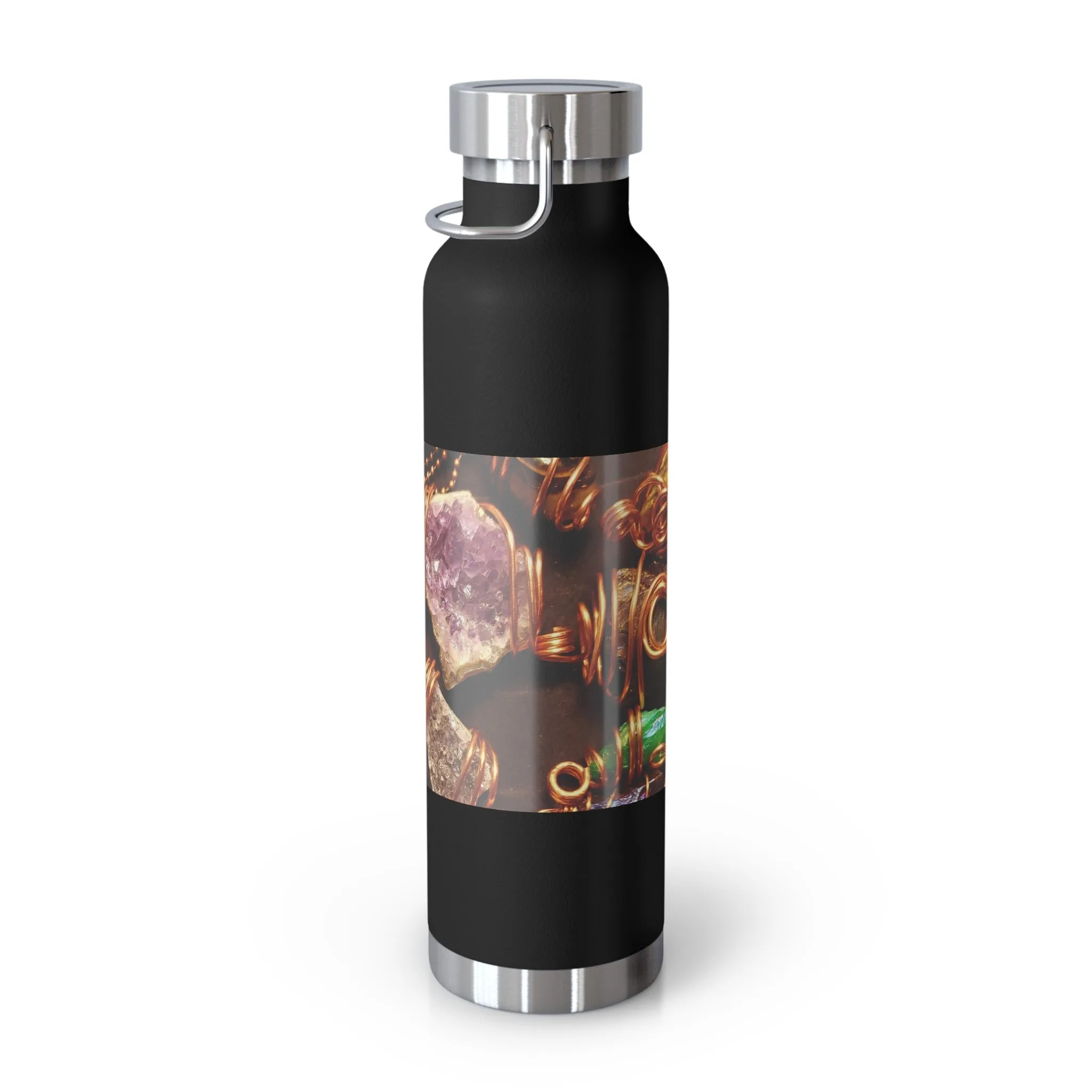Stylish Copper Vacuum Insulated Water Bottle - 22oz, Gemstone Design