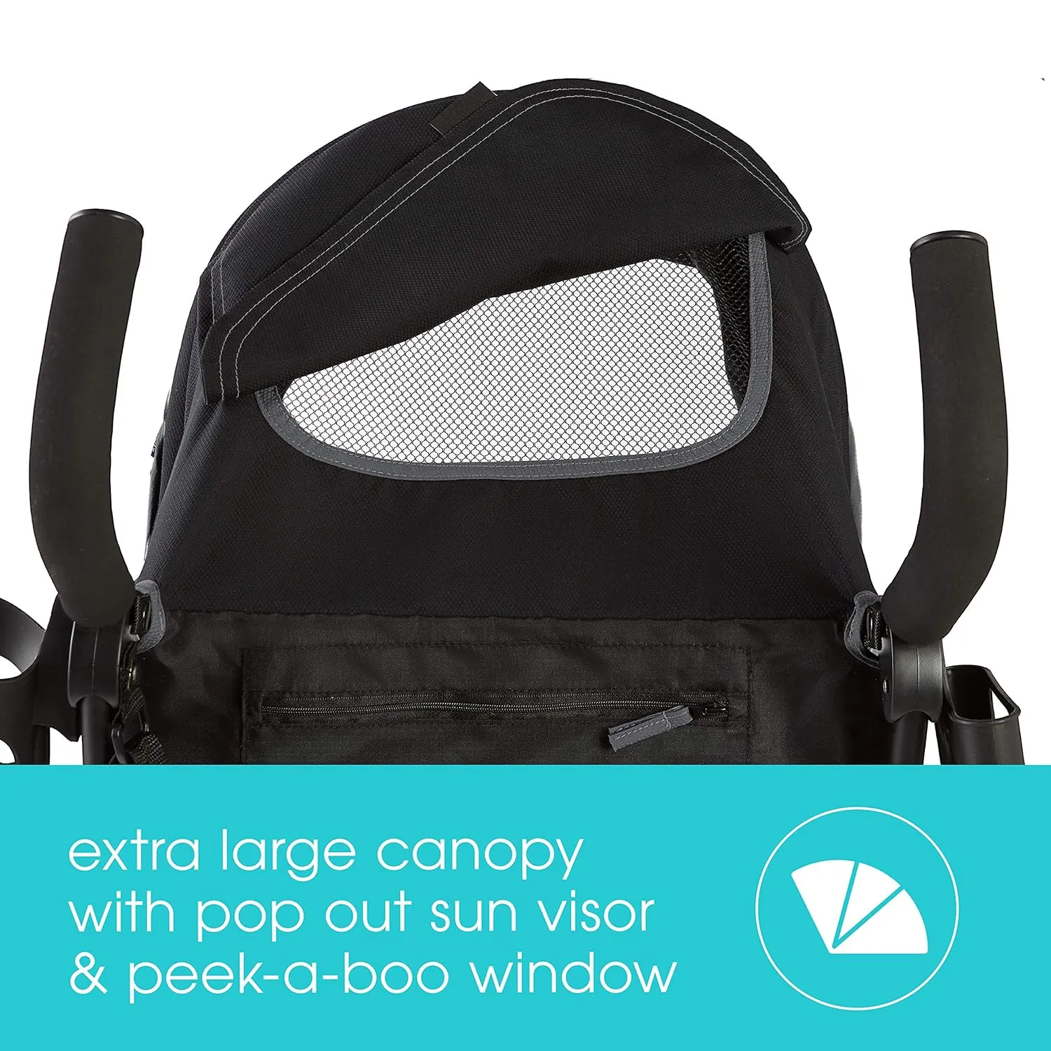 Summer Infant 3Dlite  Convenience Stroller, Lightweight Umbrella Stroller with Oversized Canopy, Extra-Large Storage and Compact Fold, Black