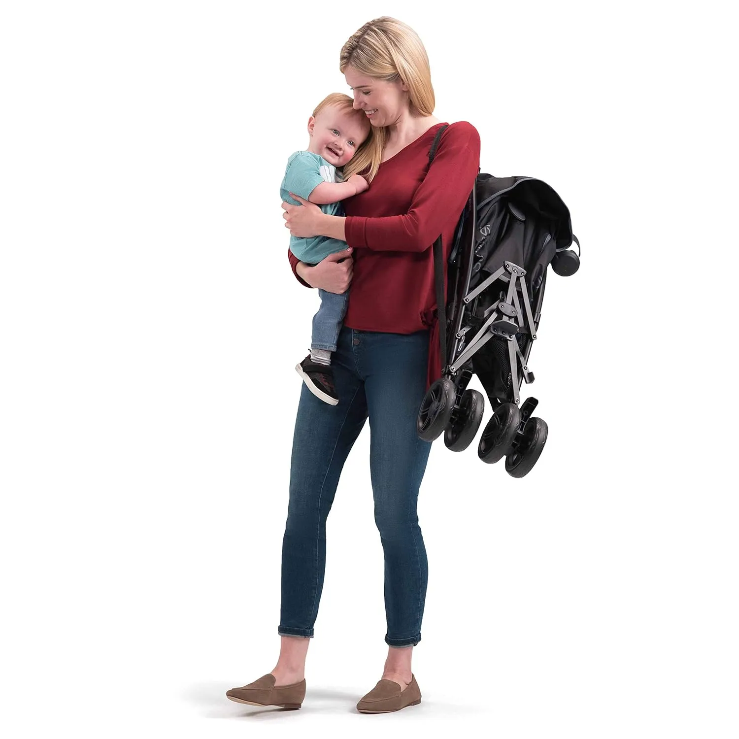 Summer Infant 3Dlite  Convenience Stroller, Lightweight Umbrella Stroller with Oversized Canopy, Extra-Large Storage and Compact Fold, Black