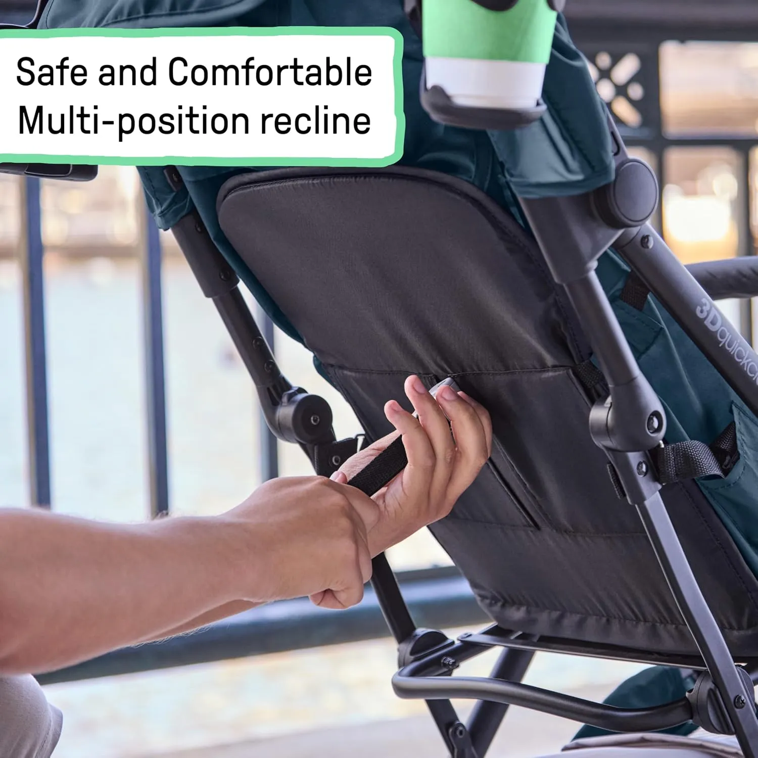 Summer Infant Ingenuity 3Dquickclose CS  Compact Fold Stroller – Lightweight Stroller with Oversized Canopy, Extra-Large Storage and Compact Fold, Deep Ocean