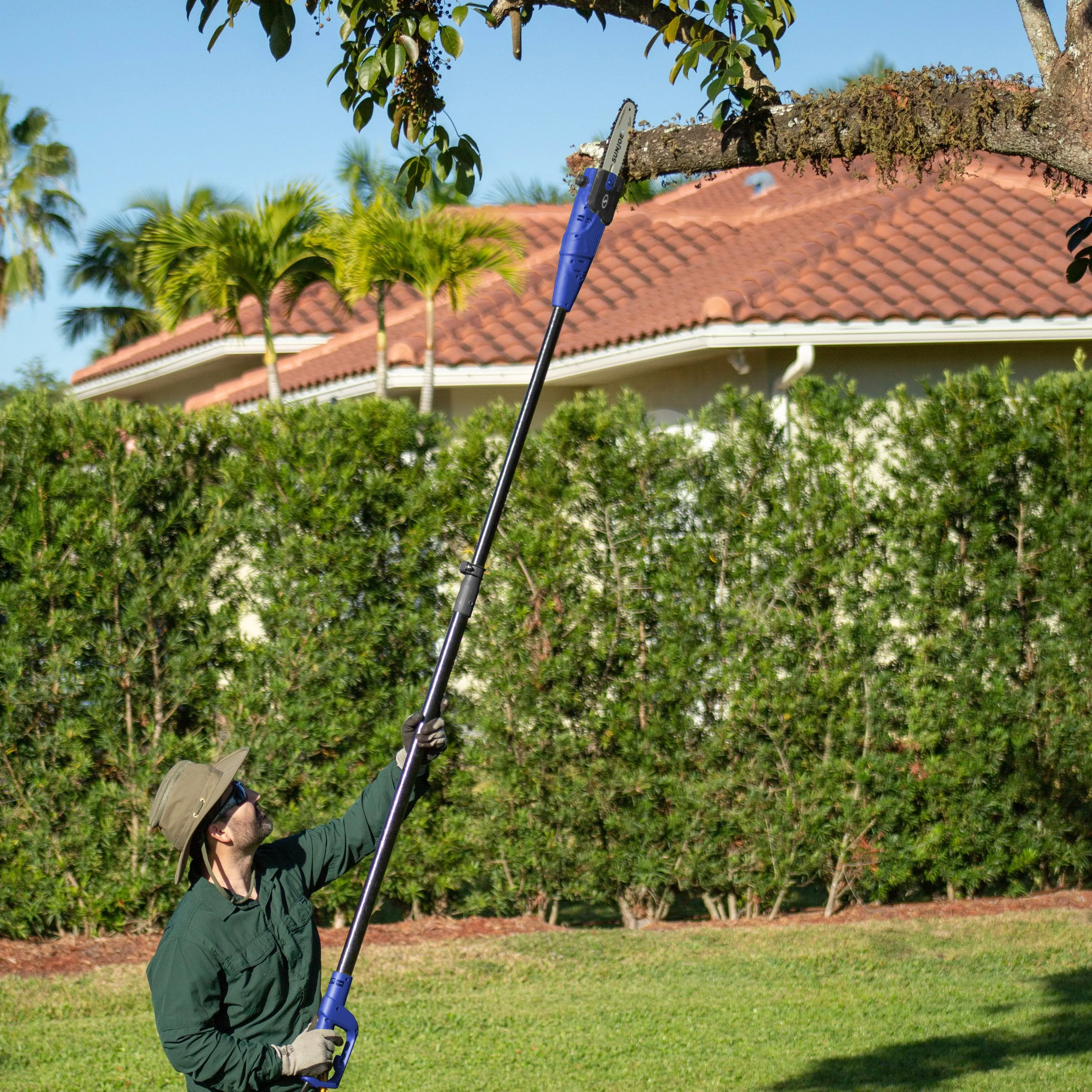Sun Joe SWJ804E-SJB Telescoping Electric Pole Saw | 8-Inch (Blue)
