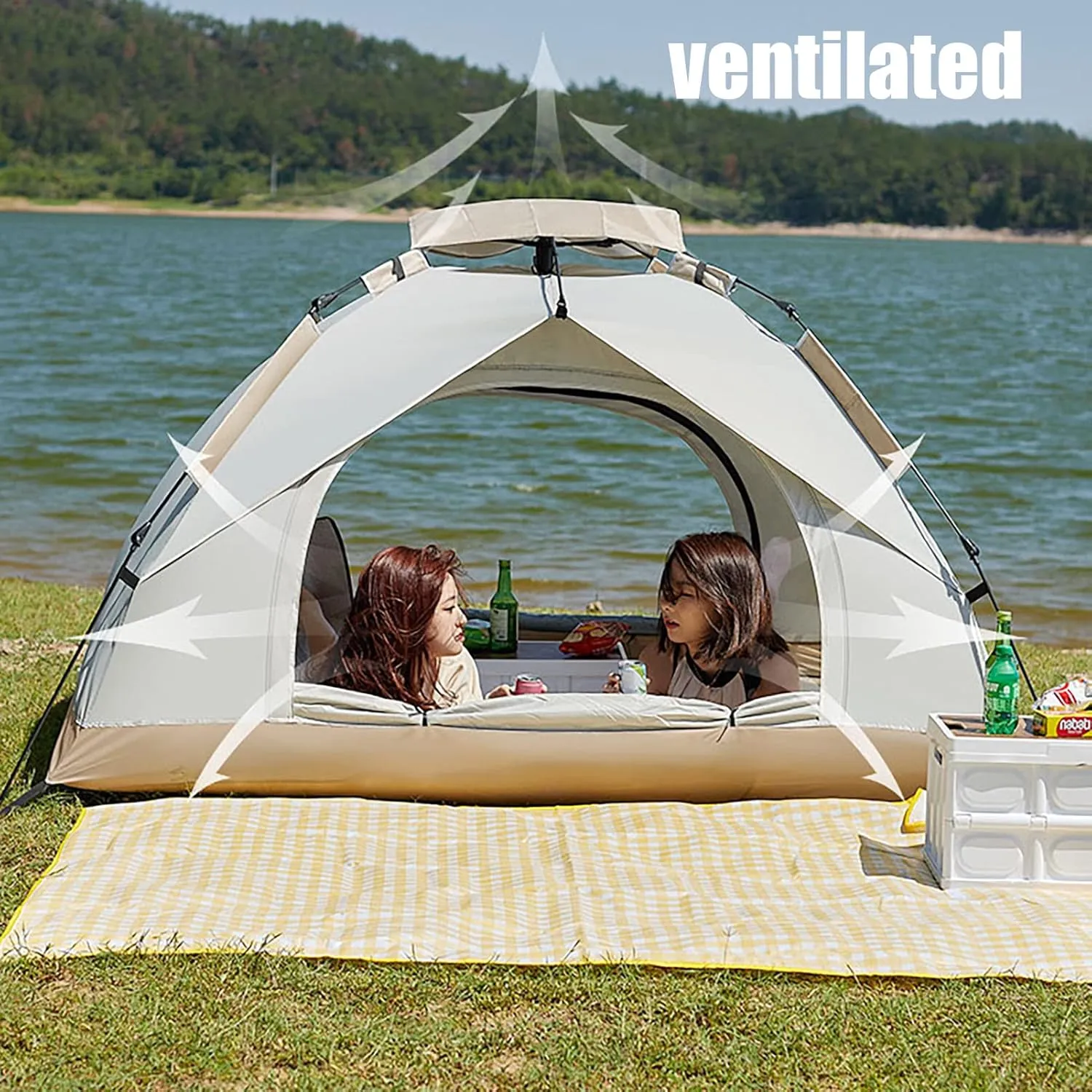 Sun Shelter for Backyard Ventilated, Backpacking Tent Lightweight Anti-Uv Windproof, Tent for Camping Waterproof, for All Seasons, for Traveling, Backpacking, Hiking