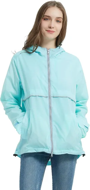 SUNDAY ROSE Women Rain Jacket Lightweight Waterproof Raincoat Hooded Windbreaker