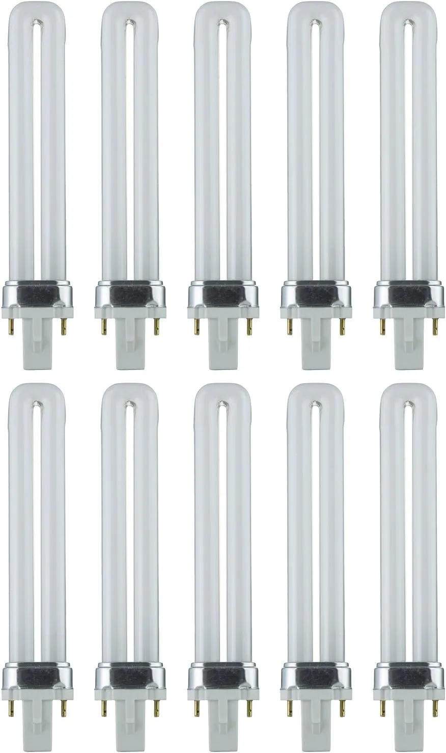 Sunlite PL9/SP41K/10PK 2-Pin Fluorescent 9W 4100K Cool White U Shaped PL CFL Twin Tube Plugin Light Bulbs with G23 Base (10 Pack)