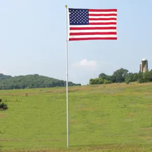 Super Tough 18ft Telescoping Flagpole with sewn nylon US made flag Bundle