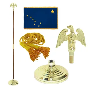 Super Tough Indoor Flagpole Kit with Nylon 4' x 6' Alaska Flag