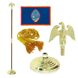 Super Tough Indoor Flagpole Kit with Nylon 4' x 6' Guam Flag