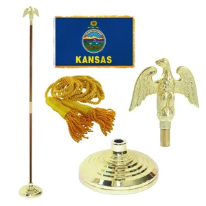 Super Tough Indoor Flagpole Kit with Nylon 4' x 6' Kansas Flag