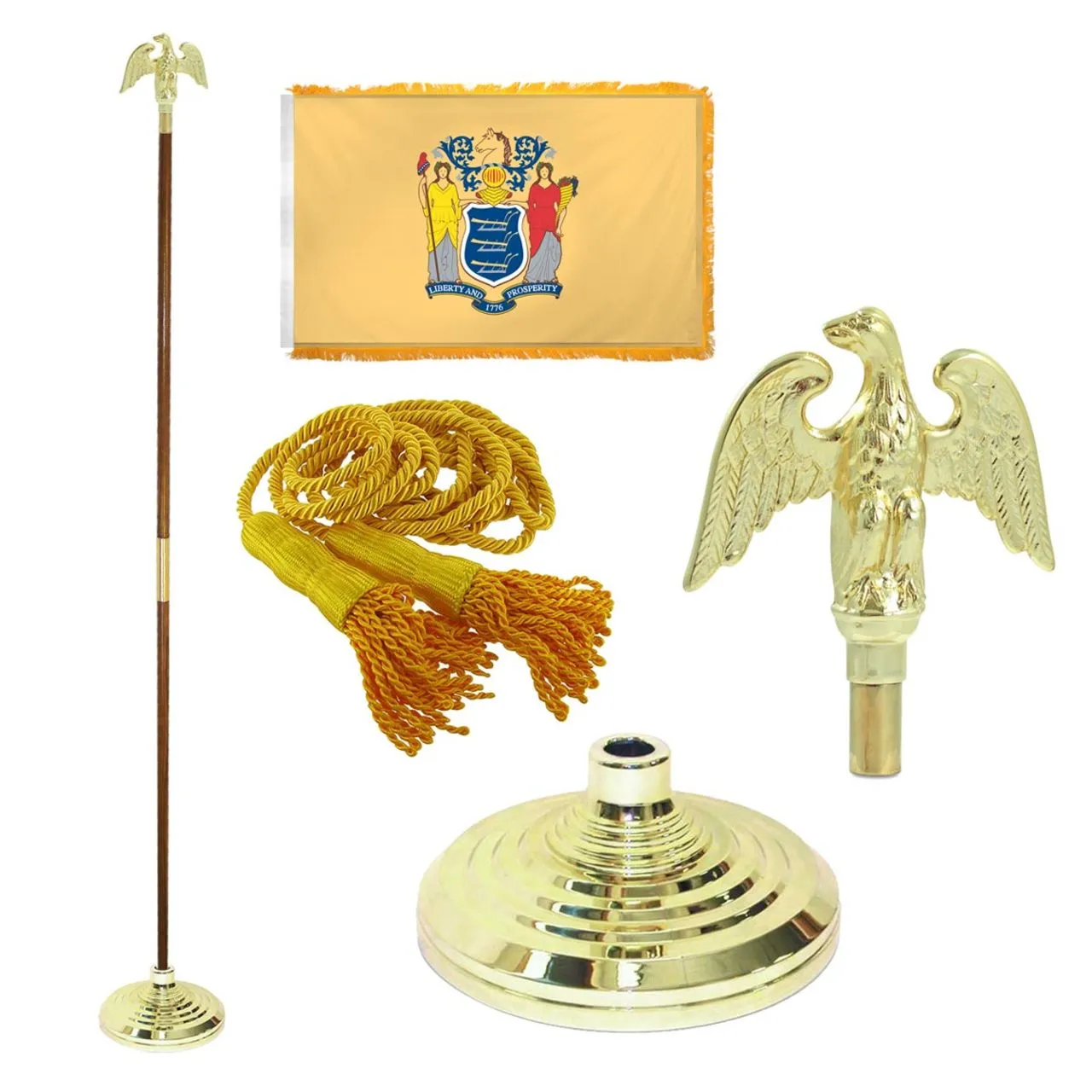 Super Tough Indoor Flagpole Kit with Nylon 4' x 6' New Jersey Flag