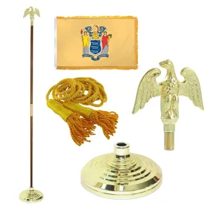 Super Tough Indoor Flagpole Kit with Nylon 4' x 6' New Jersey Flag