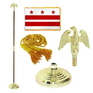 Super Tough Indoor Flagpole Kit with Nylon 4' x 6' Washington D.C. Flag