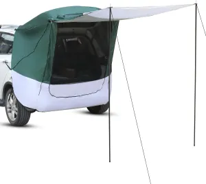 SUV Camping Tent Car Tailgate Shade Awning with Screen Net, Rear Tent for Camping, Hatchback Tent Sun Shelter Camping Outdoor Travel Wind and Water Resistant for SUV, Van, CUV, MPV Green, White Gray