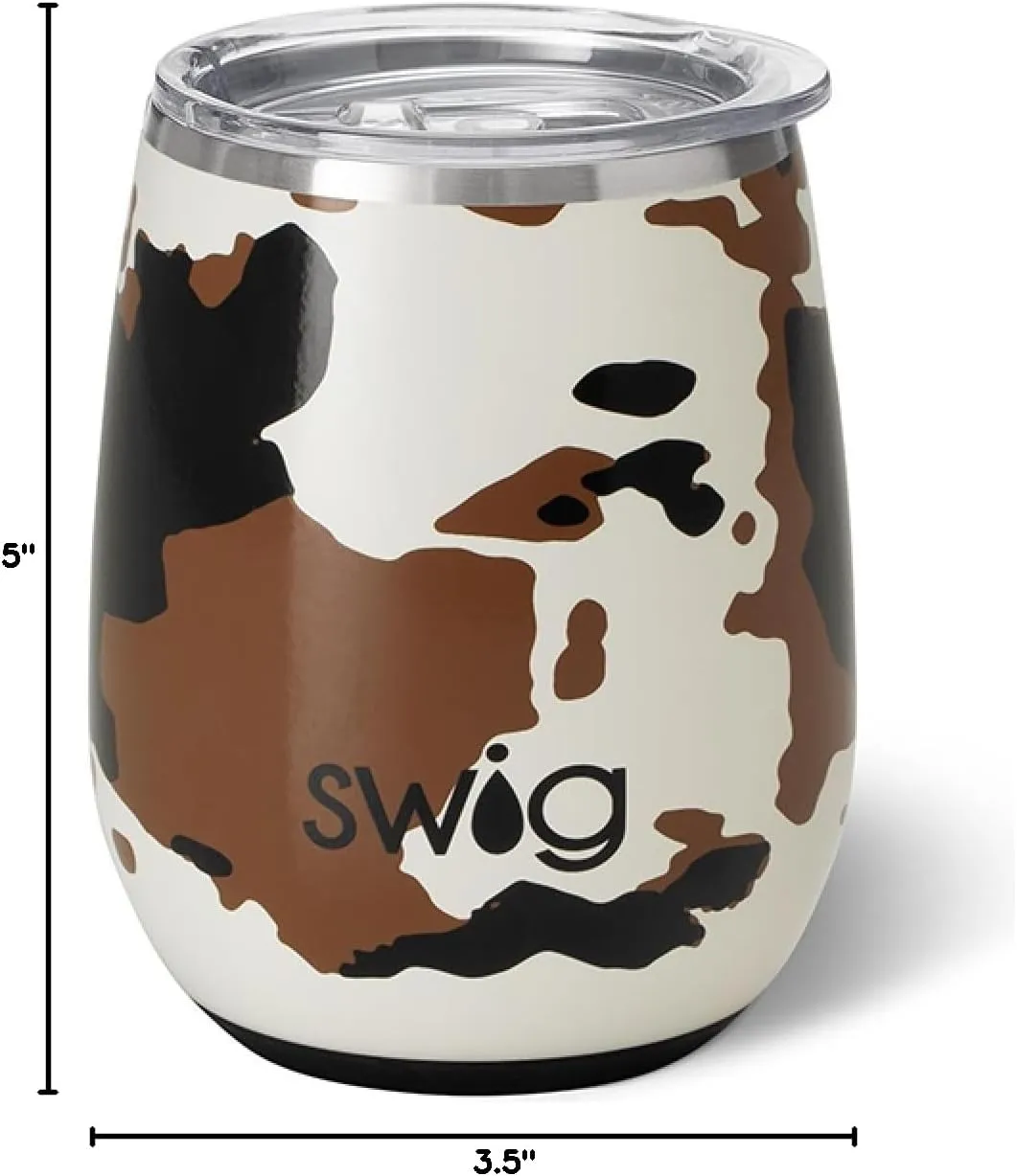Swig Life 14oz Stemless Wine Cup, Insulated Wine Tumbler with Lid, Stainless Steel Travel Tumbler (Hayride)