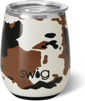 Swig Life 14oz Stemless Wine Cup, Insulated Wine Tumbler with Lid, Stainless Steel Travel Tumbler (Hayride)