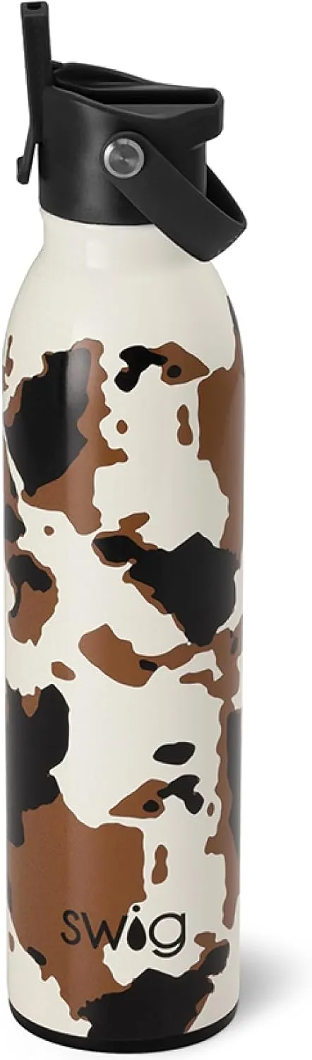 Swig Life 20oz Insulated Water Bottle, Travel Water Bottle with Straw and Lid, Cup Holder Friendly, Stainless Steel (Hayride)
