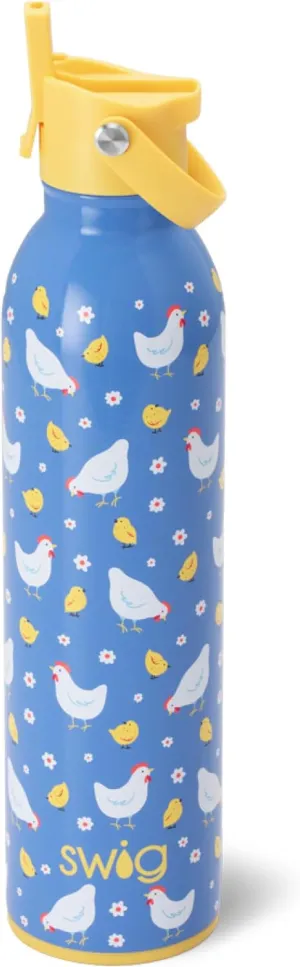 Swig Life 26oz Insulated Water Bottle, Travel Water Bottle with Straw and Lid, Cup Holder Friendly, Stainless Steel (Chicks Dig It)