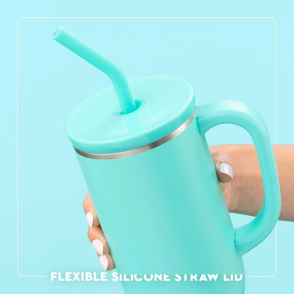 Swig Life 30oz Mega Mug, 30oz Tumbler with Handle and Straw, Large Insulated Tumblers, Cup Holder Friendly Travel Mug, Stainless Steel 30 oz Tumbler, Reusable Insulated Water Bottle (Blue Lagoon)