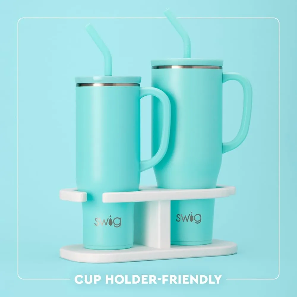 Swig Life 30oz Mega Mug, 30oz Tumbler with Handle and Straw, Large Insulated Tumblers, Cup Holder Friendly Travel Mug, Stainless Steel 30 oz Tumbler, Reusable Insulated Water Bottle (Blue Lagoon)