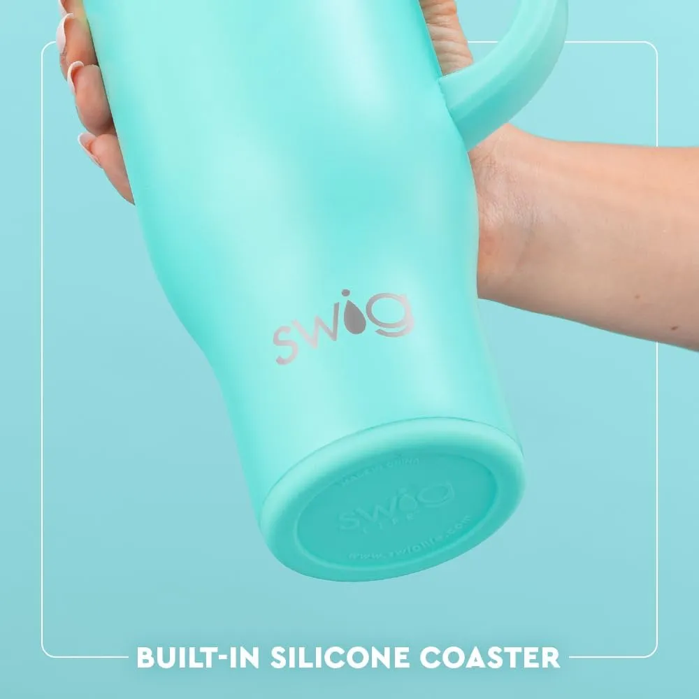 Swig Life 30oz Mega Mug, 30oz Tumbler with Handle and Straw, Large Insulated Tumblers, Cup Holder Friendly Travel Mug, Stainless Steel 30 oz Tumbler, Reusable Insulated Water Bottle (Blue Lagoon)