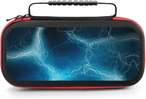 Switch Carrying Case Blue Lighting Charge Switch Game Case with 20 Games Cartridges Hard Shell Travel Protection Storage Case for Console & Accessories