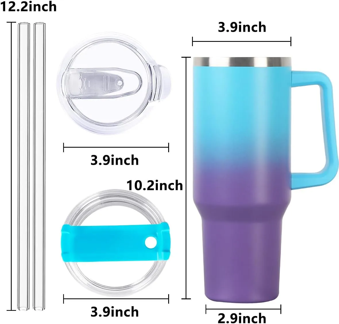 SYACOT 40 oz Tumbler with Handle and Straw Stainless Steel Insulated Tumbler Leak Proof Lid and Straw Lid Reusable Travel Mug Coffee Mug Cup Dishwasher Safe Keep Drinks Cold and Hot (Amethyst)
