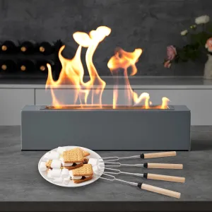 Table Top Firepit - Smores Maker with 4 Roasting Sticks Outdoor & Indoor Fire Pit Tabletop - Metal Tabletop Fire Pit for Patio Balcony Home Decor, Great Gift for Family Party Gathering Night Dinner