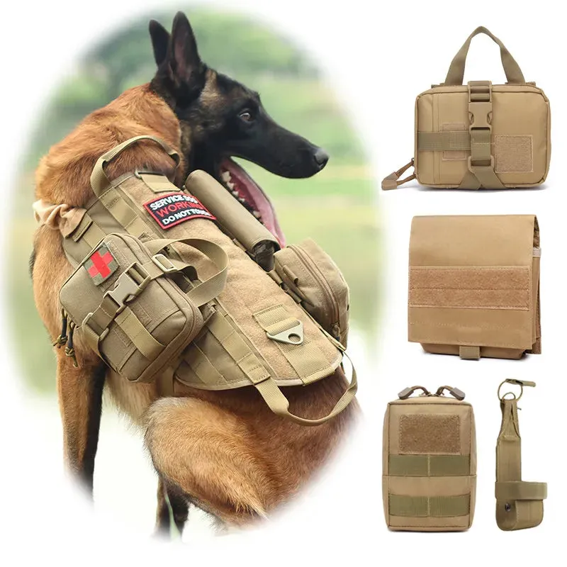 Tactical Dog Harness MOLLE Bags