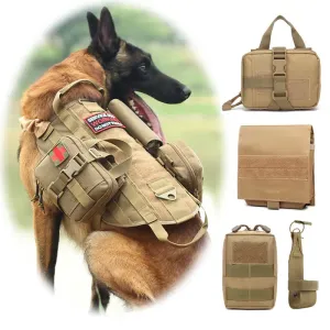 Tactical Dog Harness MOLLE Bags