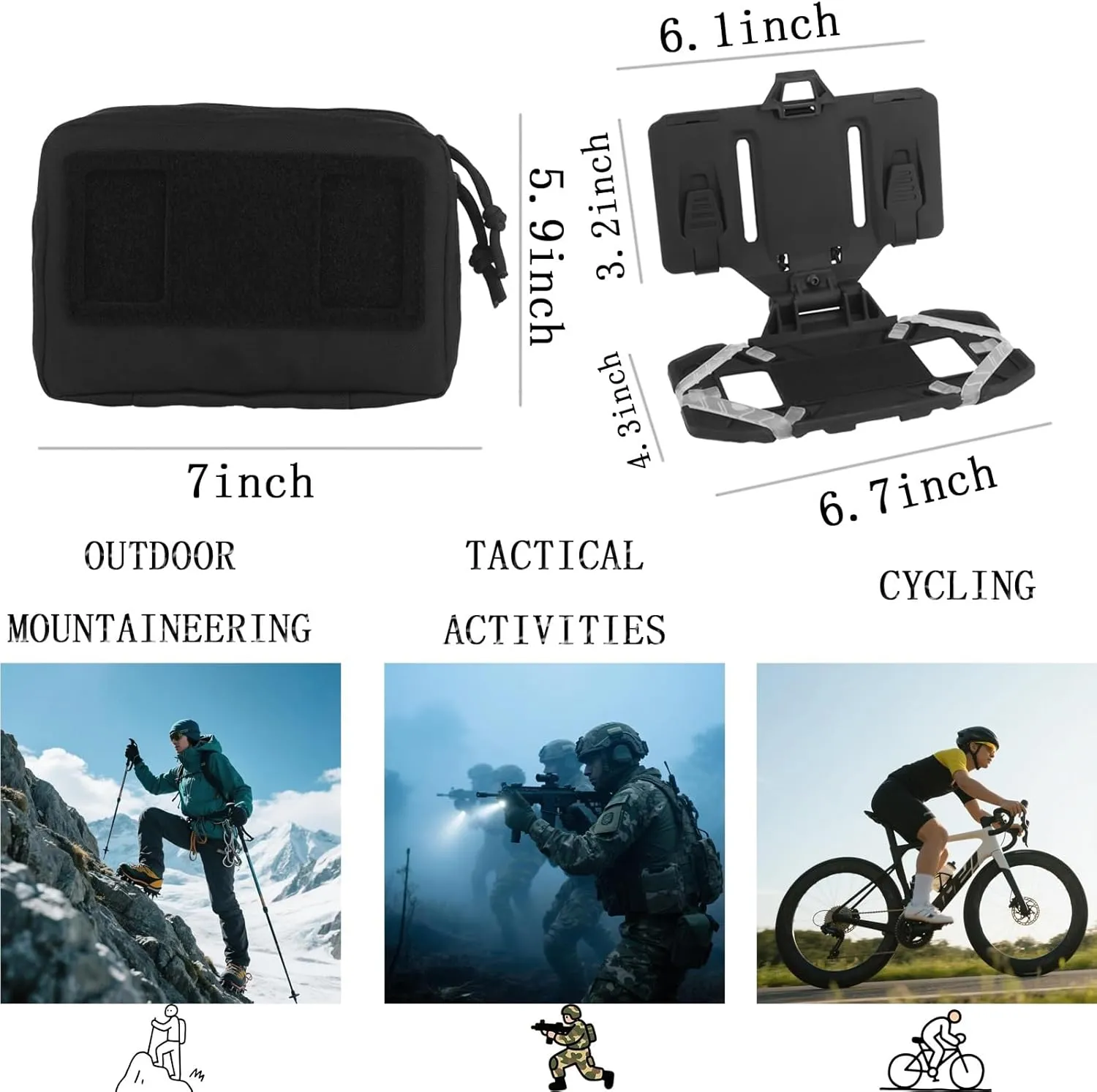 Tactical Folding Plate Navigation Set, Phone Chest Mount with Chest Vest Rig Bag Pack Molle Foldable Navigation Universal Phone Holder Board