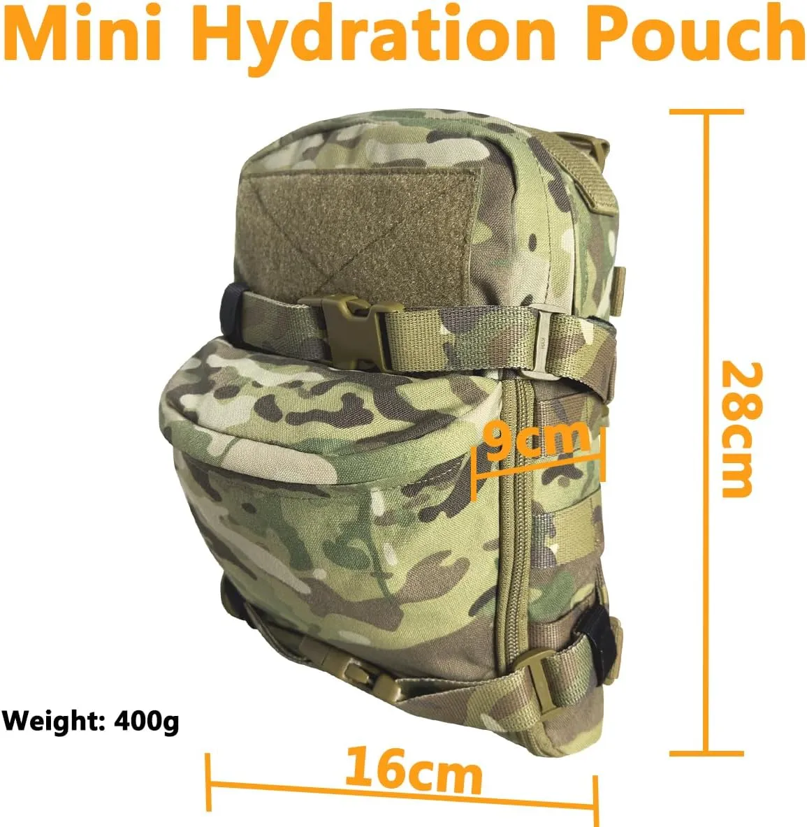 Tactical MOLLE Hydration Pack for 2L Hydration Water Bladder 500D Lightweight Nylon Hydration Pack for Hiking Running Biking and Climbing