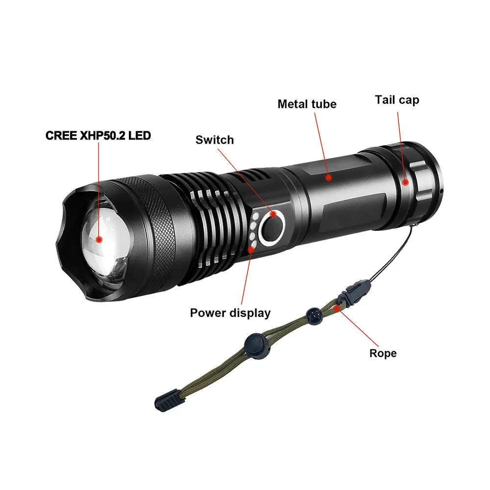 Tactical Telescoping Rechargeable Flashlight