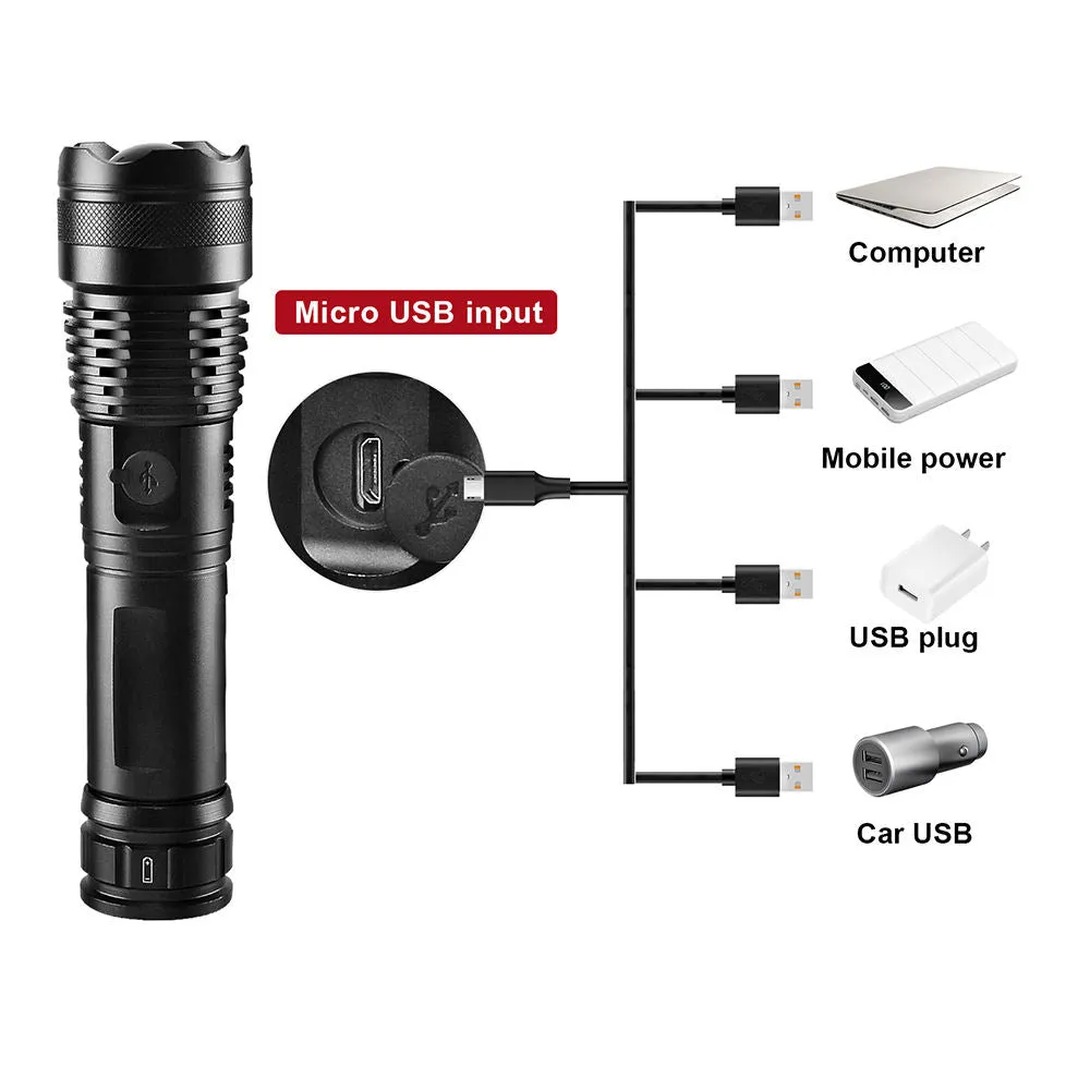 Tactical Telescoping Rechargeable Flashlight