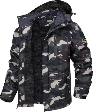 TACVASEN Men's Winter Skiing Jackets Water Resistant Fleece Coats Insulated Thermal Snowboard Jacket Parka Raincoat with Hood