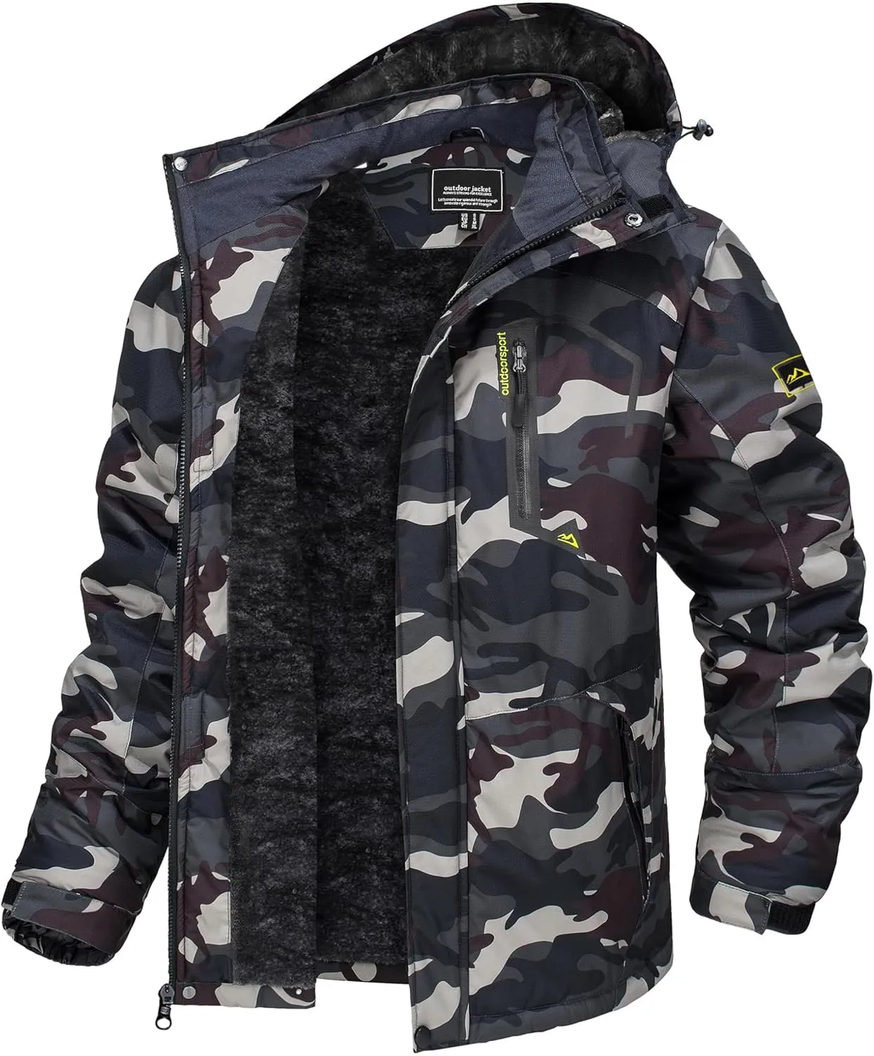 TACVASEN Men's Winter Skiing Jackets Water Resistant Fleece Coats Insulated Thermal Snowboard Jacket Parka Raincoat with Hood