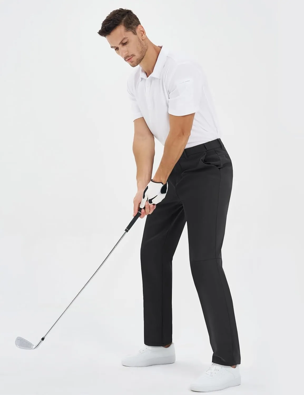 TACVASEN Winter Golf Pants for Men Fleece Lined Work Business Casual Dress Slacks Water Resistant Stretch Warm Trousers